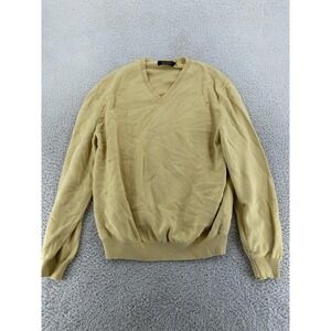 Vintage Brooks Brothers‎ Sweater Mens L Yellow V Neck Pullover 100% Cotton USA